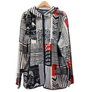 Free Nature Fleece Zip Front Abstract Print Mens XL Outdoors Hiking Hoodie